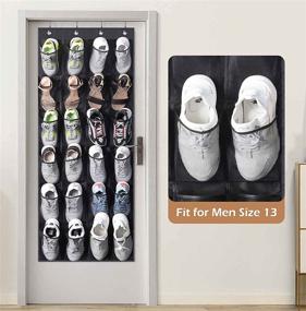 img 3 attached to 👞 SLEEPING LAMB Over the Door Shoe Organizer: 24 Large Pockets & 4 Hook Closet Shoe Holder, Black