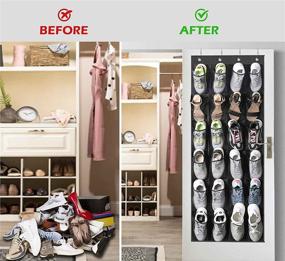 img 1 attached to 👞 SLEEPING LAMB Over the Door Shoe Organizer: 24 Large Pockets & 4 Hook Closet Shoe Holder, Black