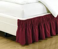 14-inch drop elastic bed skirt by linen plus - easy on/easy off dust ruffled solid design (burgundy, queen-king) логотип