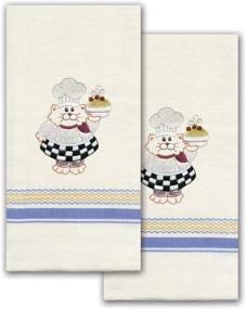img 1 attached to Tobin T212939 Stamped Kitchen Towel: Embroider Your Own Cat Chef Design!