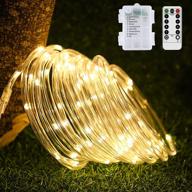 🎄 versatile led rope lights: 33ft battery operated, waterproof, remote control, 8 modes - ideal for christmas, camping, party, garden decor (warm white) логотип