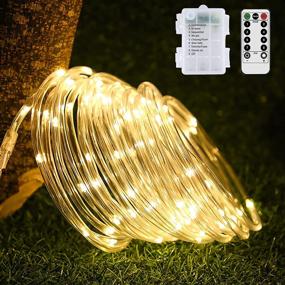 img 4 attached to 🎄 Versatile LED Rope Lights: 33Ft Battery Operated, Waterproof, Remote Control, 8 Modes - Ideal for Christmas, Camping, Party, Garden Decor (Warm White)