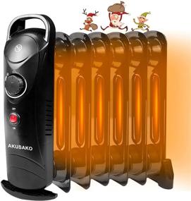 img 1 attached to 🔥 Efficient & Silent Oil Filled Radiator Heater - Portable Electric Space Heater for Home, Office, Bedroom with Thermostat & Overheat Protection