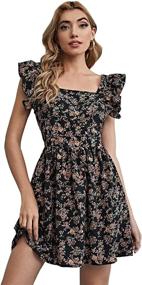 img 3 attached to ROMWE Women's Flare Dress 👗 with Ruffle Straps - Trendy Women's Clothing