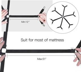 img 1 attached to 🛏️ GOODTY Bed Sheet Clips: Adjustable Elastic Straps for Perfectly Fitted Sheets on Any Round/Square, King/Queen Bed - Black