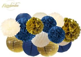 img 2 attached to 🎉 NICROLANDEE Navy Party Decorations: Stunning Navy and Gold Glitter Lanterns, Pom Poms, and Honeycomb Balls for Unforgettable Navy Blue Birthday, Baby Shower, Wedding, Bridal Shower, and Home Decor