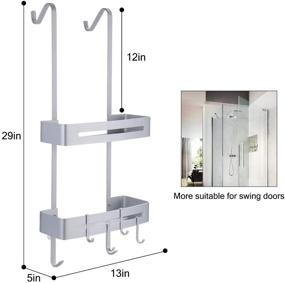 img 2 attached to 🚿 Rustproof Aluminum Over-The-Door Shower Caddy Organizer with Suction Cup, Hooks, and Basket