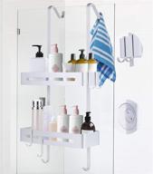 🚿 rustproof aluminum over-the-door shower caddy organizer with suction cup, hooks, and basket logo