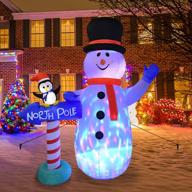 🎅 6ft outdoor christmas inflatable snowman decoration with rotating colorful led lights - festive blow-up inflatables decor for front yard, porch, christmas party, garden lawn logo