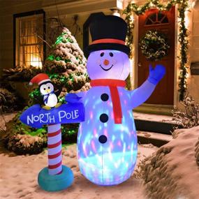 img 3 attached to 🎅 6FT Outdoor Christmas Inflatable Snowman Decoration with Rotating Colorful LED Lights - Festive Blow-Up Inflatables Decor for Front Yard, Porch, Christmas Party, Garden Lawn