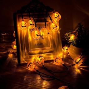 img 1 attached to Halloween Lights: 30 LED Pumpkin Lights, Orange, 20ft, IP65 Waterproof, 8 Light Modes - Ideal for Halloween Outdoor Décor, Patio, Garden, Parties - Warm White Glow