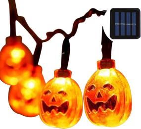 img 4 attached to Halloween Lights: 30 LED Pumpkin Lights, Orange, 20ft, IP65 Waterproof, 8 Light Modes - Ideal for Halloween Outdoor Décor, Patio, Garden, Parties - Warm White Glow