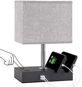 img 4 attached to 🛏️ Enhanced Touch Control Bedside Lamp: USB Ports, Phone Stands & Dimmable LED Bulb – Perfect for Bedroom, Nightstand, Living Room