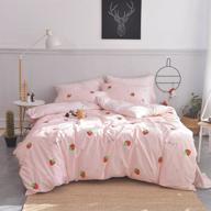 aojim 100% cotton super cute pink anime bedding set - queen size, includes 1 kawaii strawberry duvet cover, 2 pillowcases, zipper closure & corner ties, japanese style quilt cover (no comforter!) logo