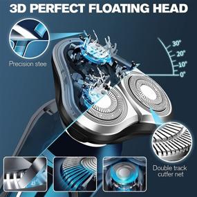 img 3 attached to 🪒 Viatia Electric Shaver for Men - 2 in 1 Wet/Dry USB Rechargeable Razor | Cordless 3D Rotary Portable Shaver for Men | Waterproof Facial Shaver with Beard Sideburn Trimmer - Ideal Gift for Boyfriend, Dad, Husband