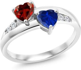 img 4 attached to 💎 Garnet Simulated Sapphire Sterling Diamond Womens Jewelry Collection