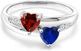 img 3 attached to 💎 Garnet Simulated Sapphire Sterling Diamond Womens Jewelry Collection