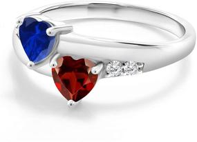 img 2 attached to 💎 Garnet Simulated Sapphire Sterling Diamond Womens Jewelry Collection