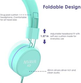 img 1 attached to 🎧 Nivava K9 Kids Headphones: Volume Limited Foldable On Ear Headset for Children, Teens - Green & Purple