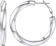 👂 stainless steel chunky hoop earrings for women - findchic hollow round/crossover patterned/cube tube, sizes 30mm/40mm/60mm/80mm, hypoallergenic thick hoops loop earrings - medium oversized, perfect for girls logo