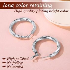 img 1 attached to 👂 Stainless Steel Chunky Hoop Earrings for Women - FindChic Hollow Round/Crossover Patterned/Cube Tube, Sizes 30mm/40mm/60mm/80mm, Hypoallergenic Thick Hoops Loop Earrings - Medium Oversized, Perfect for Girls