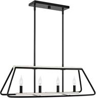 🏡 enhance your kitchen with the modern farmhouse charm of kira home linden 32" 4-light kitchen island light in black + white ash wood style finish логотип