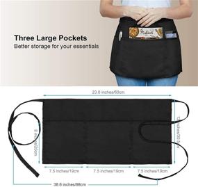 img 1 attached to Water and Stain Resistant Well 2 Pack Waitress Aprons with 3 Pockets for Women and Men - Ideal for Restaurant and Home Use (Black)