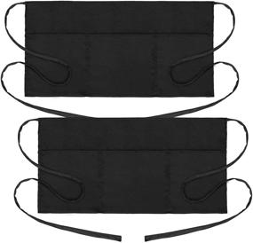 img 4 attached to Water and Stain Resistant Well 2 Pack Waitress Aprons with 3 Pockets for Women and Men - Ideal for Restaurant and Home Use (Black)