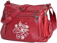 stylish & practical elda embroidered crossbody pocketbooks: trendy handbags & wallets for women's crossbody bags logo