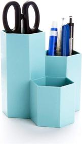 img 4 attached to 🖌️ Yagote Blue Desk Organizer: Efficient Home Office & Bathroom Multifunctional Pen Holder, Makeup Brushes Holder, Pencil Organizer