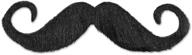 beistle handlebar hairy mustache with self-adhesive tape, 5-inch, black logo