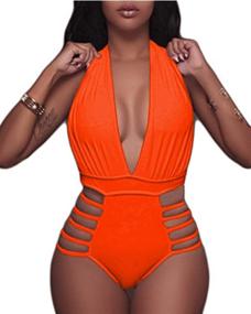 img 4 attached to 👙 BeachQueen Halter Bandage Swimsuit: Stylish Women's Clothing for Beachwear & Cover Ups