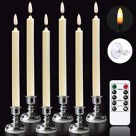 🕯️ wondise window candles battery operated - remote control, timer - set of 6 - christmas decoration - 3d wick ivory taper candles with silver holders - suction cups - d0.8 x h10 inch логотип