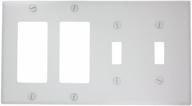 🔳 leviton p2262-w: 4-gang 2-toggle decora/gfci combination wallplate, white логотип