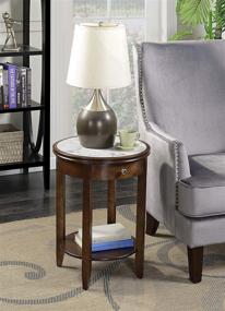 img 3 attached to 🔲 White Marble and Espresso American Heritage Baldwin End Table with Drawer by Convenience Concepts