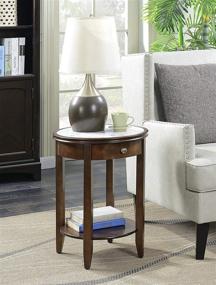 img 2 attached to 🔲 White Marble and Espresso American Heritage Baldwin End Table with Drawer by Convenience Concepts