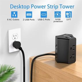 img 3 attached to 💡 SOKETPUG Surge Protector Power Strip: Multi Plug 6 Outlet Extender with USB-A and Type-C Ports, 5ft Extension Cord- Ideal for iPhone/iPad Charging, Home Office and Travel