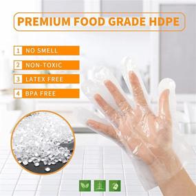 img 2 attached to 500 pcs Clear Plastic Disposable Gloves - 50% Thicker & More Durable. One Size for Kitchen, Cleaning, Shopping, Food Prep. Food Grade HDPE, Waterproof, Latex & Powder Free - Enhanced SEO