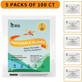 img 3 attached to 500 pcs Clear Plastic Disposable Gloves - 50% Thicker & More Durable. One Size for Kitchen, Cleaning, Shopping, Food Prep. Food Grade HDPE, Waterproof, Latex & Powder Free - Enhanced SEO