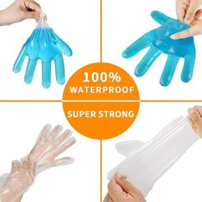 img 1 attached to 500 pcs Clear Plastic Disposable Gloves - 50% Thicker & More Durable. One Size for Kitchen, Cleaning, Shopping, Food Prep. Food Grade HDPE, Waterproof, Latex & Powder Free - Enhanced SEO