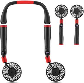 img 1 attached to Cooperwin Portable Ac Neck Fan: 2-in-1 Handheld & Neckband Fans | USB & Battery-operated Rechargeable Fan | 3 Level Personal Air Conditioner Neck Gadgets for Women | Black