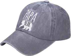 img 4 attached to Stylish Washed Denim Adjustable Baseball Cap: Waldeal Men's Papa Bear Embroidered Dad Hat