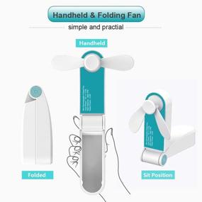 img 2 attached to 🔵 Supabear Personal Handheld Fan: Mini Portable Pocket Fan for Home, Sports & Travel - USB Rechargeable, 2 Speeds, Turquoise