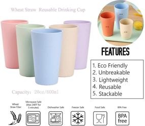 img 3 attached to 🌾 Choary Eco-Friendly Unbreakable Reusable Drinking Cup for Adults (20 oz) - Biodegradable Wheat Straw Tumbler Set 5: Dishwasher Safe & Healthy (Green)