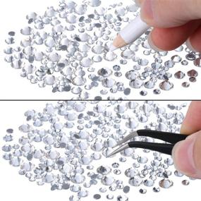 img 2 attached to 💎 2000pcs Hot Fix Rhinestones Set with Storage Box, Tweezers & Picking Rhinestones Pen - Clear Crystal Gems 1.5-6mm (SS4-SS30)