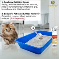 🐈 sungrow cat litter scoop - premium aluminum pet poop shovel with rubber blue handle | 14” x 5.6” | high-quality 1pc scoop logo