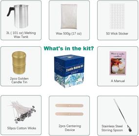 img 3 attached to 🕯️ Candle Making Kit for Adults: Complete Beginner Set with 3L/6.6 lb Candle Pouring Pot - Includes 1.1 lb Premium Soy Wax, Wicks, Stickers, Tins, and More