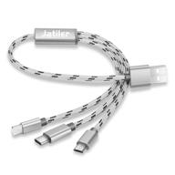 🔌 3pack multi charging cable - 1ft nylon braided 3 in 1 usb cable adapter for cell phones - silver logo