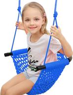 uquer kids swing: hand woven heavy-duty seat for playground & indoor/outdoor use - 200kg/440lbs capacity (blue) логотип