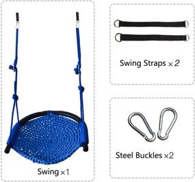 img 3 attached to Uquer Kids Swing: Hand Woven Heavy-Duty Seat for Playground & Indoor/Outdoor Use - 200KG/440LBS Capacity (Blue)